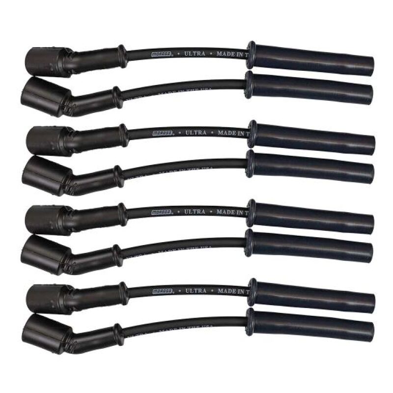 Moroso GM LS 5.7L/6.0L/6.2L/7.0L Ultra 350 8mm Multi-Angle Boot Ignition Spark Plug Wire Set - Black