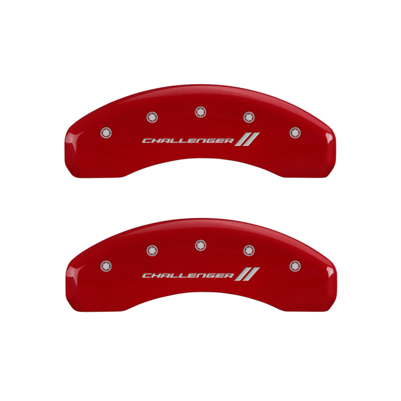MGP 4 Caliper Covers Engraved Front & Rear With stripes/Challenger Red finish silver ch thumbnail 9