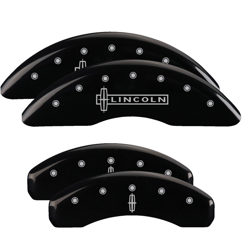 MGP 4 Caliper Covers Engraved Front Lincoln Engraved Rear Star logo Black finish silver ch thumbnail 7