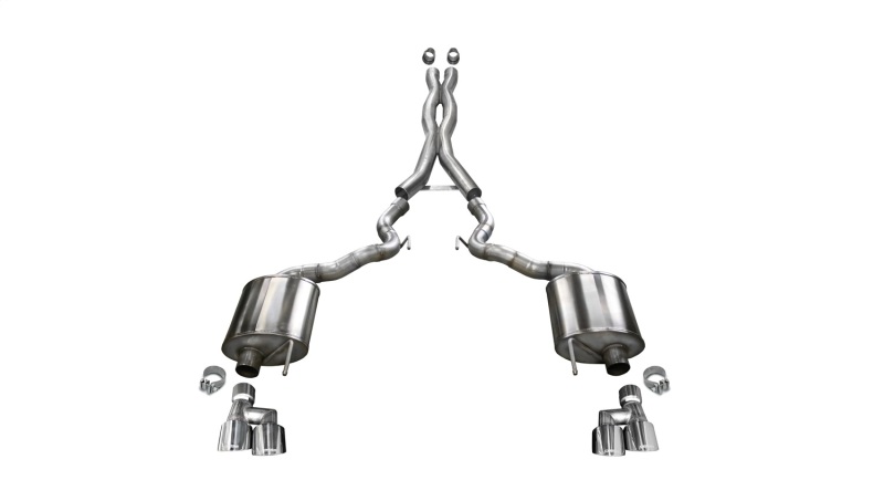 Corsa 2018-2023 Ford Mustang GT Convertible w/o Active Valves Xtreme Cat-Back w/ 4in Tips thumbnail 2