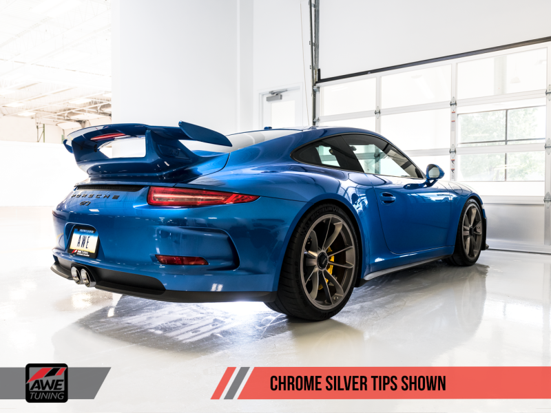 AWE Tuning Porsche 991 GT3 / RS SwitchPath Exhaust - Chrome Silver Tips thumbnail 5