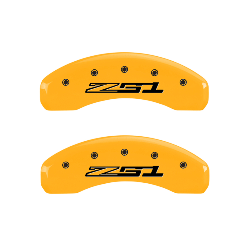 MGP 4 Caliper Covers Engraved Front Corvette C7 Engraved Rear Z51/2015 Yellow finish black ch thumbnail 7