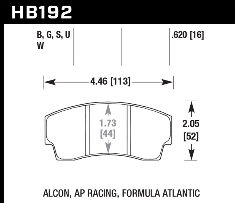 Hawk AP Racing CP4567 / CP5040-10/11/12/13S4 / CP5100 / CP5108 / CP6760 DTC-70 Race Brake Pads thumbnail 6