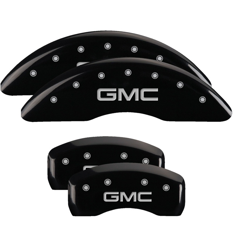 MGP 4 Caliper Covers Engraved Front & Rear GMC Black finish silver ch thumbnail 2
