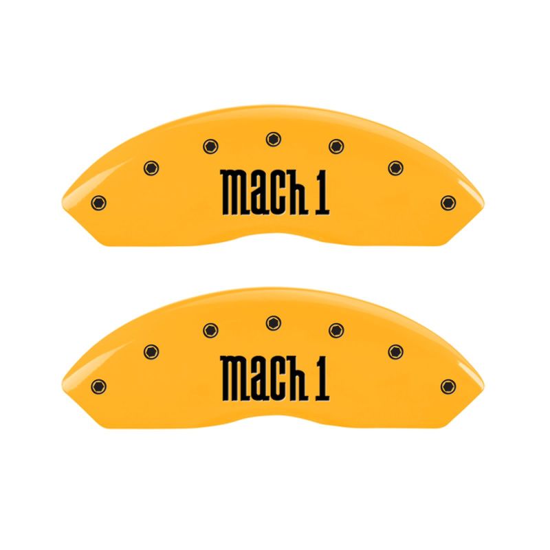 MGP 4 Caliper Covers Engraved Front & Rear Mach 1 Yellow Finish Black Char 2004 Ford Mustang thumbnail 5