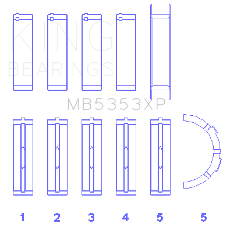 King Engine Bearings Ford 281 4.6L SOHC 16V (Size .026) Crankshaft Main Bearings (Set of 5) thumbnail 4