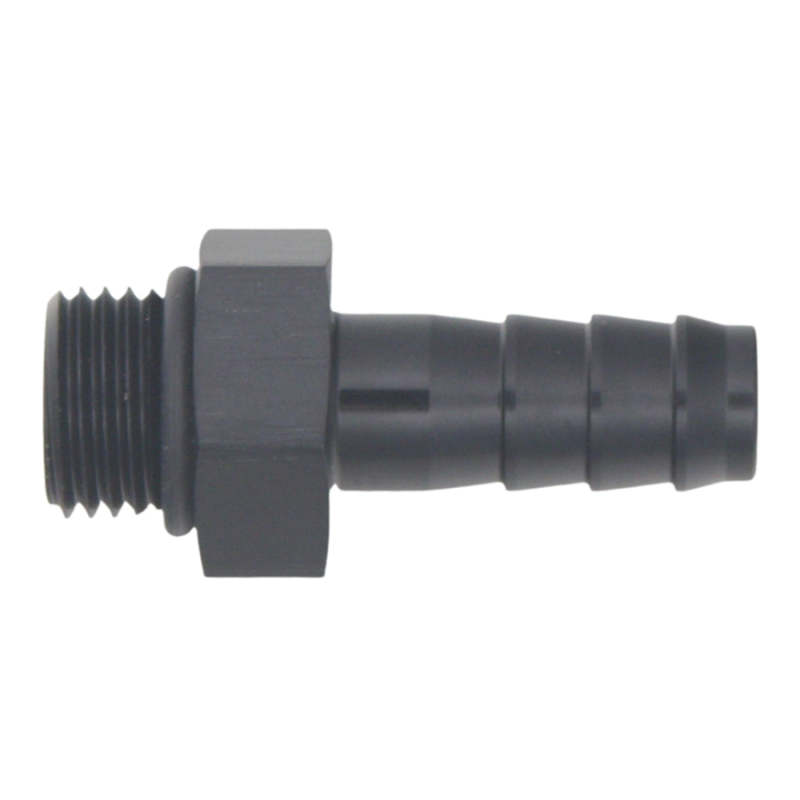DeatschWerks 6AN ORB Male to 3/8in Male Triple Barb Fitting (Incl O-Ring) - Anodized Matte Black thumbnail 2