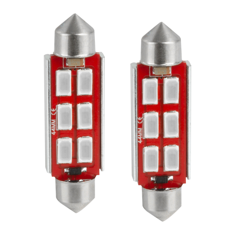 Oracle 44MM 6 LED 3-Chip Festoon Bulbs (Pair) - Red