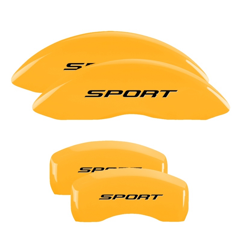 MGP 4 Caliper Covers Engraved Front & Rear Oval logo/Ford Yellow finish black ch thumbnail 7