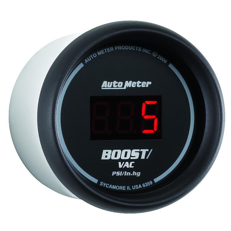 Autometer Black 52mm 30 In Hg.-Vac./30 PSI Digital Vacuum/Boost Gauge thumbnail 5