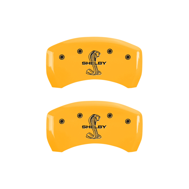 MGP 4 Caliper Covers Engraved Front Shelby Rear Snake Yellow Finish Black Char 2007 Ford Mustang thumbnail 9