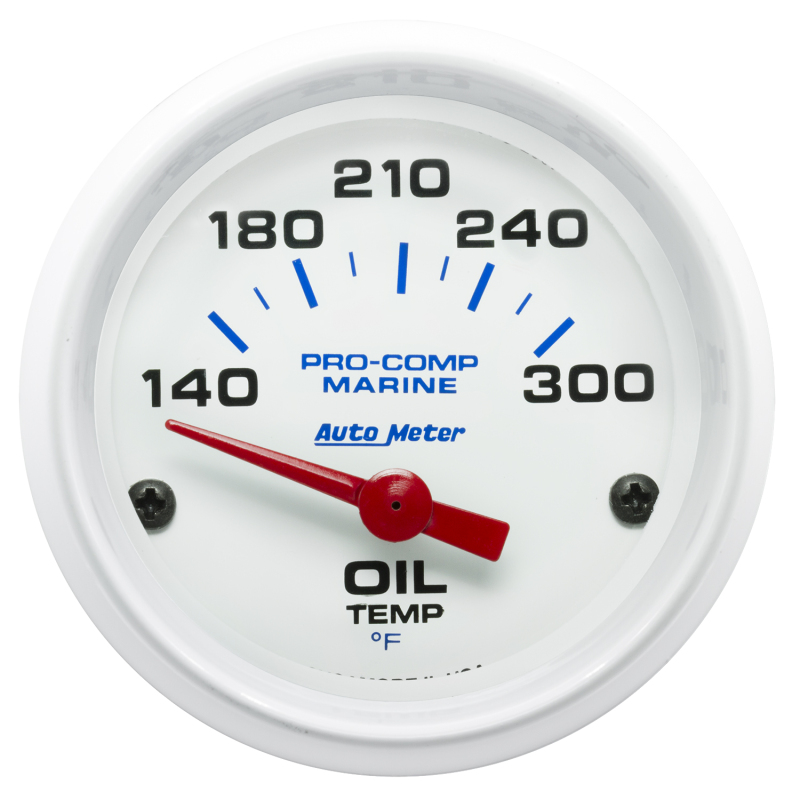 Autometer Marine White Ultra-Lite 2-1/16in Electric Oil Temperature Gauge 140-300 Deg F