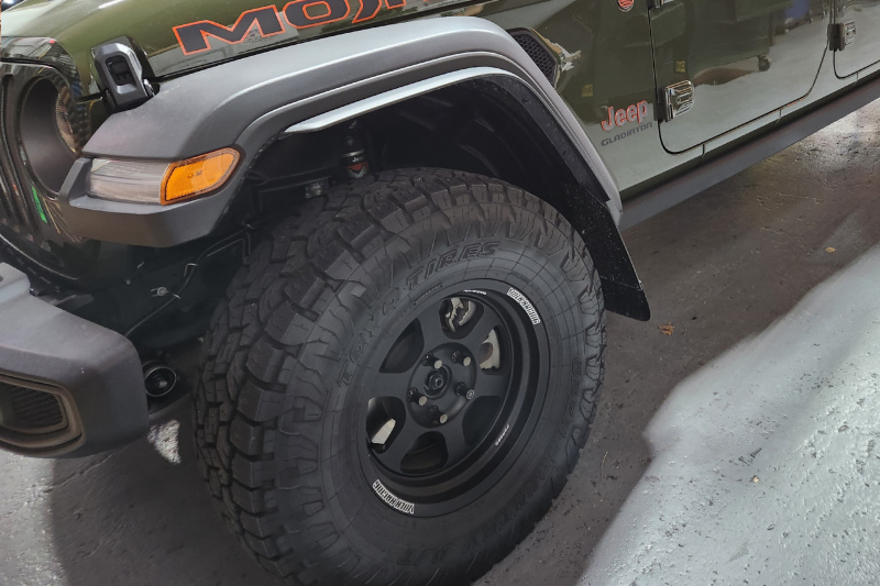 Rally Armor 19-26 Jeep JT Gladiator (Mojave/Rubicon) Black Mud Flap w/Army Green Logo thumbnail 8