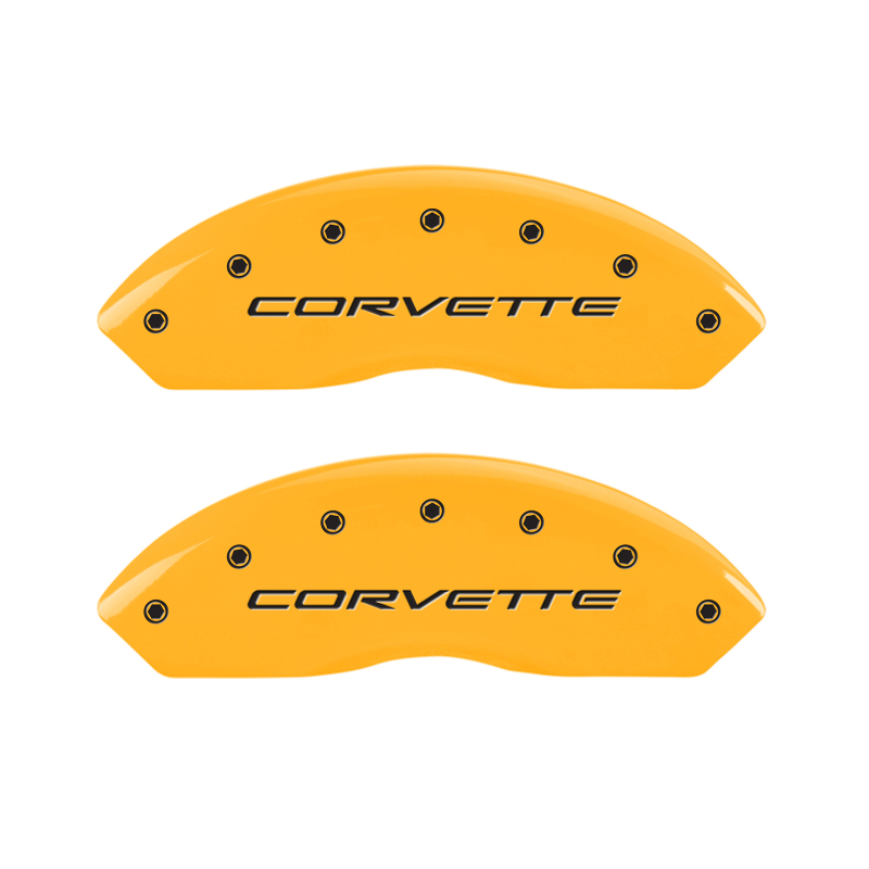 MGP 4 Caliper Covers Engraved Front & Rear C5/Corvette Yellow finish black ch thumbnail 2