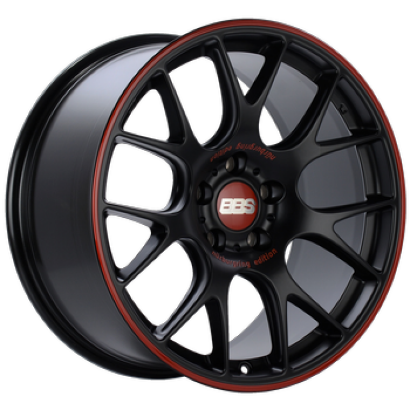 BBS CH-R Nurburgring Edition 18x8.5 5x112 ET47 Satin Black/Red Lip Wheel - 82mm PFS/Clip Req.