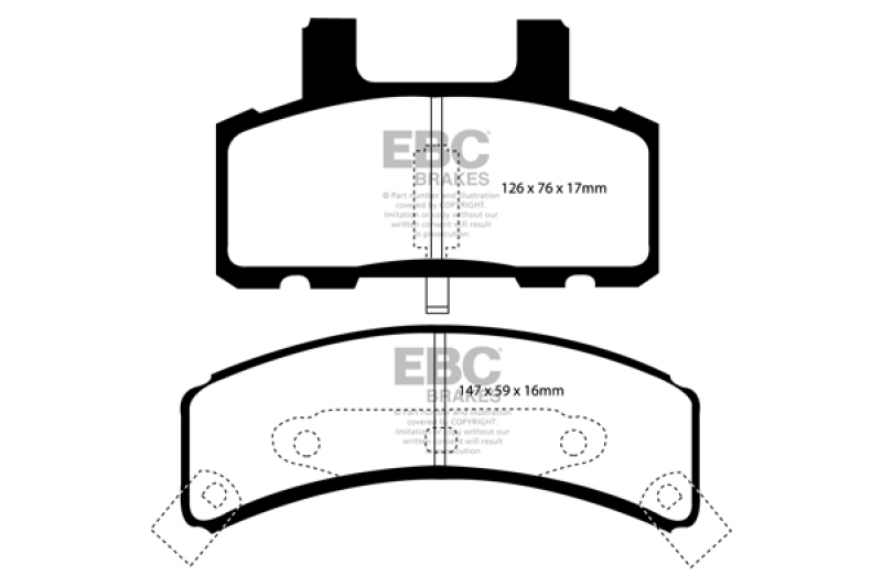 EBC 97-99 Cadillac Deville 4.6 (Rear Drums) Ultimax2 Front Brake Pads thumbnail 4