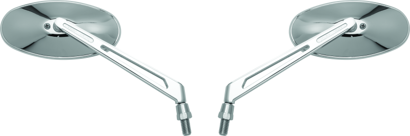BikeMaster Oval Mirror Machined Arm w/10mm/Yam 10mm/HD Adapters - Pair - Chrome thumbnail 2