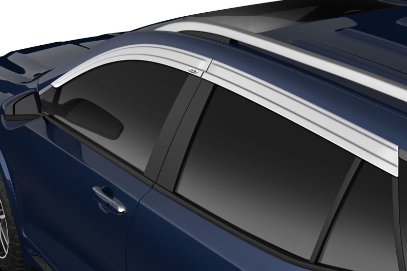 Low Profile Ventvisor Deflector; Smoke with Chrome Trim; Outside Mount; 4 pc.