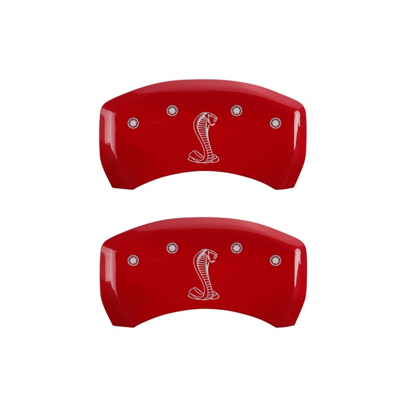 MGP Rear set 2 Caliper Covers Engraved Rear Tiffany Snake Red finish silver ch thumbnail 3
