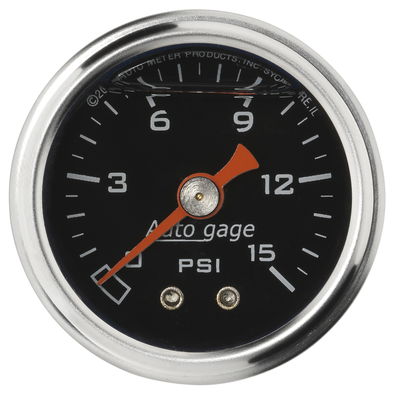 Autometer AutoGage 1.5in Liquid Filled Mechanical 0-15 PSI Fuel Pressure Gauge - Black thumbnail 6