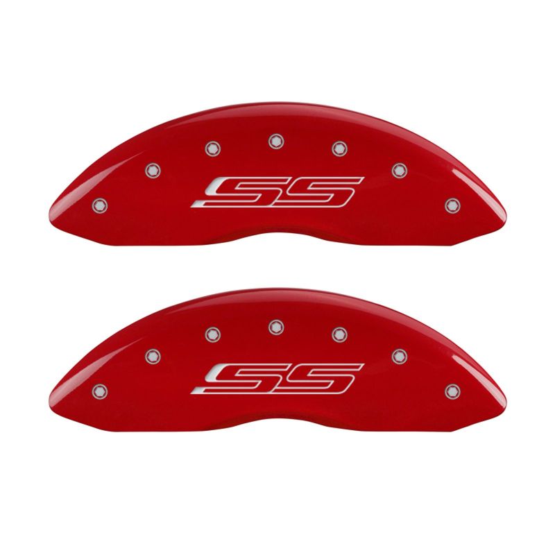 MGP 4 Caliper Covers Engraved Front & Rear Gen 5/SS Red finish silver ch thumbnail 2