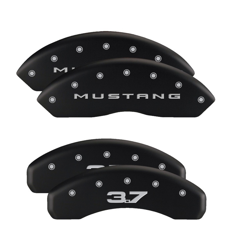 MGP 4 Caliper Covers Engraved Front 2015/Mustang Engraved Rear 2015/37 Black finish silver ch thumbnail 7
