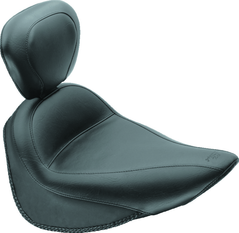 Mustang 84-06 Harley Standard Rear Tire Standard Touring Solo Seat w/Driver Backrest - Black