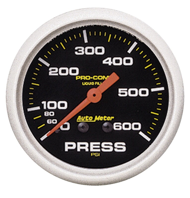 Autometer 2-5/8in Pro-Comp Liquid Filled Mechanical 600 PSI Pressure Gauge thumbnail 3