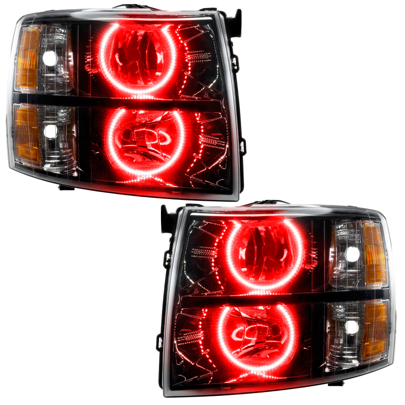 Oracle Lighting 07-13 Chevrolet Silverado Assembled Halo Headlights Round Style -Red thumbnail 2