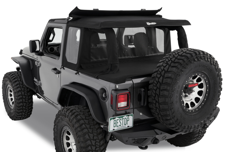 Bestop 18-26 Jeep Wrangler JL 2-Door Halftop Conversion Kit (Premium Black Twill)