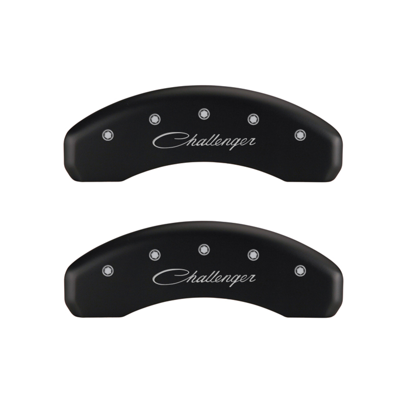 MGP 4 Caliper Covers Engraved Front & Rear Cursive/Challenger Red finish silver ch thumbnail 9