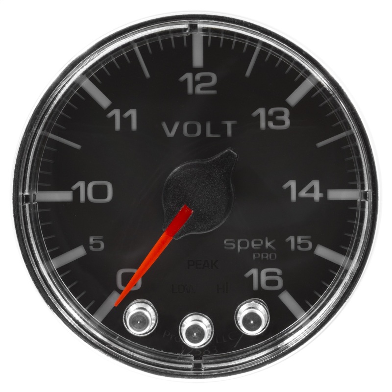 Autometer Spek-Pro Gauge Voltmeter 2 1/16in 16V Stepper Motor W/Peak & Warn Blk/Chrm thumbnail 8