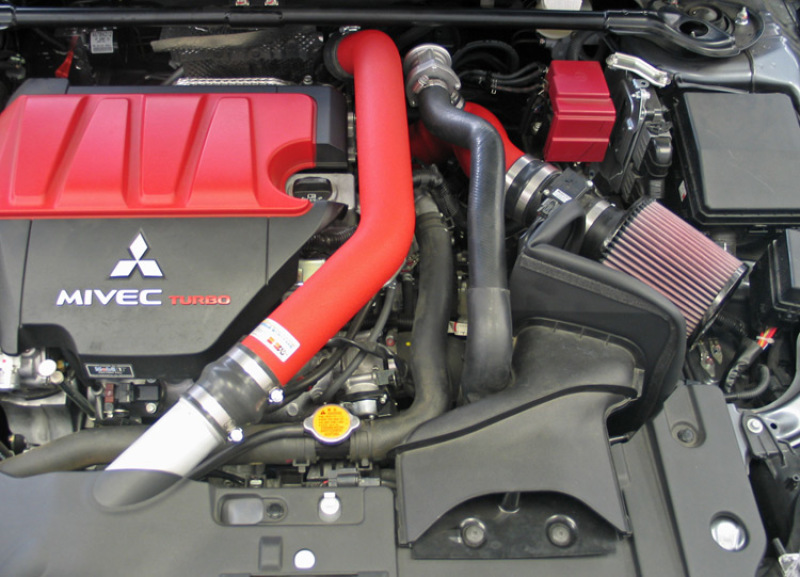 K&N 08-09 Mitsubishi Evo X Wrinkle Red Typhoon Short Ram Intake thumbnail 4