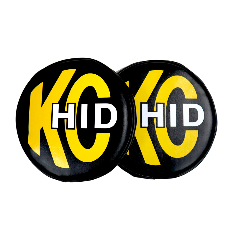 KC HiLiTES 8in. Round Soft Cover HID (Pair) - Black w/Yellow Brushed KC Logo thumbnail 8