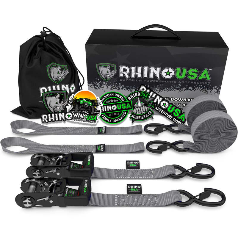 Rhino USA Heavy Duty Ratchet Tie-Downs 2-Pack (Gray) 1.6In X 8Ft
Tie Down