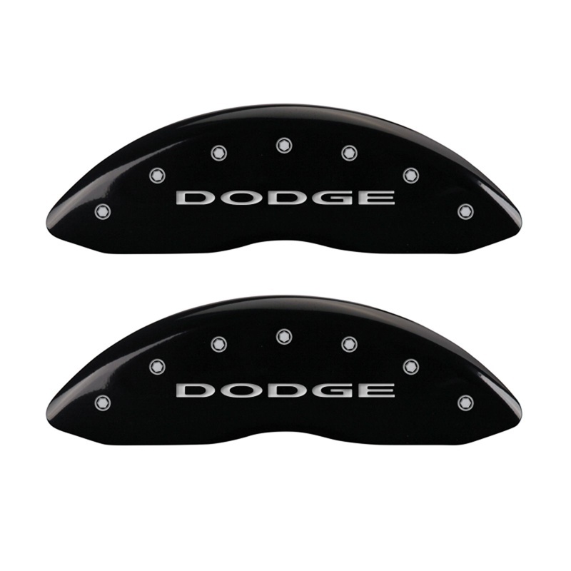 MGP Front set 2 Caliper Covers Engraved Front With out stripes/Dodge Black finish silver ch thumbnail 3