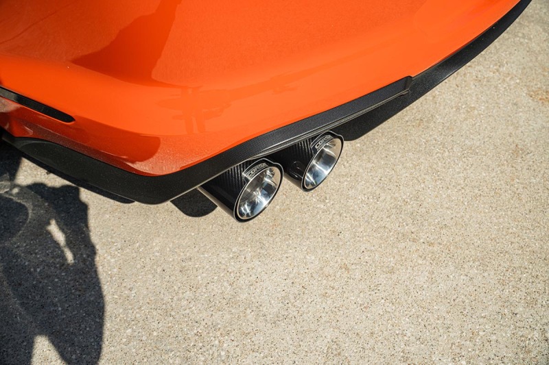 Corsa 20-22 Ford Mustang GT500 3.0in Dual Rear Exit Catback w/ Twin 5.0in Polished Carbon Fiber Tips thumbnail 2