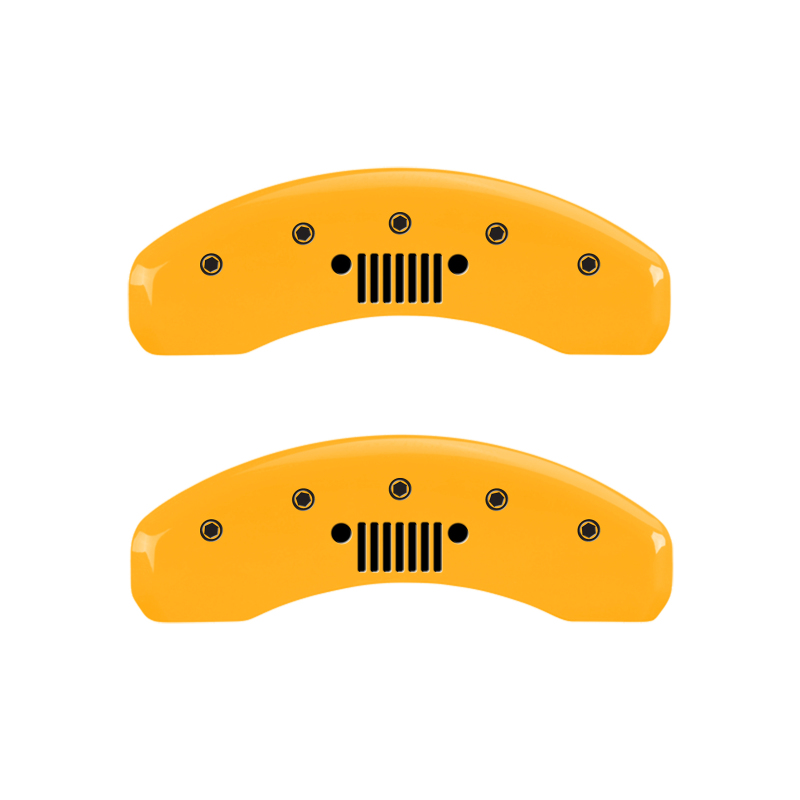 MGP 4 Caliper Covers Engraved Front Jeep Rear Grill Logo Yellow Finish Black Char 2004 Jeep Wrangler thumbnail 9