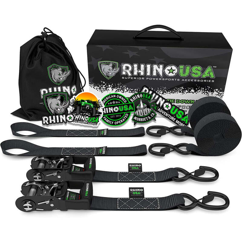 Rhino USA Heavy Duty Ratchet Tie-Downs 2-Pack (Black) 1.6In X 8Ft
Tie Down