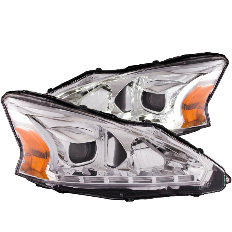 ANZO 2013-2014 Nissan Altima Projector Headlights w/ Plank Style Design Chrome thumbnail 6