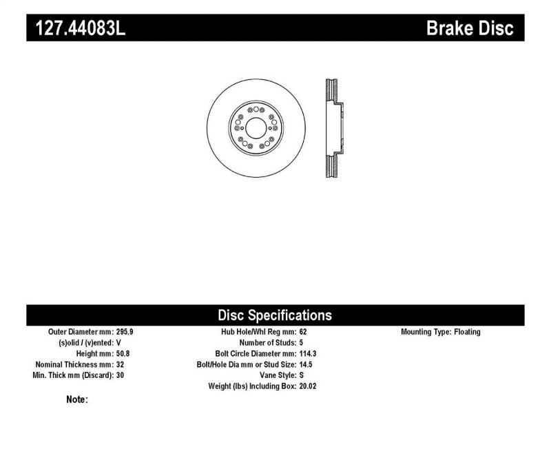 StopTech 93-05 Lexus GS300/GS350/GS400/GS430/GS450H / 00-05 Lexus IS300 / 93-94 Lexus LS400/LS430/L thumbnail 2