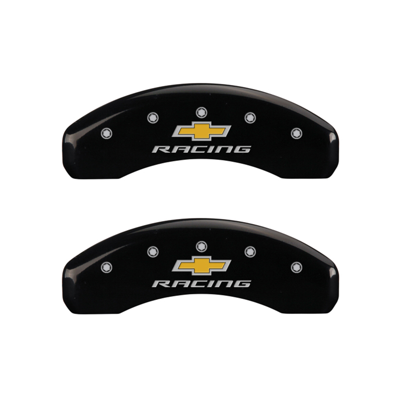 MGP 4 Caliper Covers Engraved Front & Rear Chevy Racing Black Finish Silver Char 2016 Chevrolet SS thumbnail 9