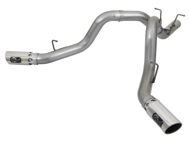 aFe Large Bore-HD 4in 409-SS DPF-Back Exhaust w/Dual Polished Tips 2017 GM Duramax V8-6.6L (td) L5P thumbnail 2