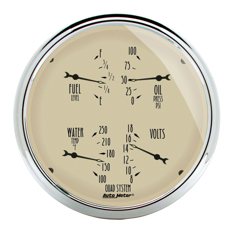AutoMeter Gauge Quad 5in. 0 Ohm(e) to 90 Ohm(f)Elec Antique Beige thumbnail 4