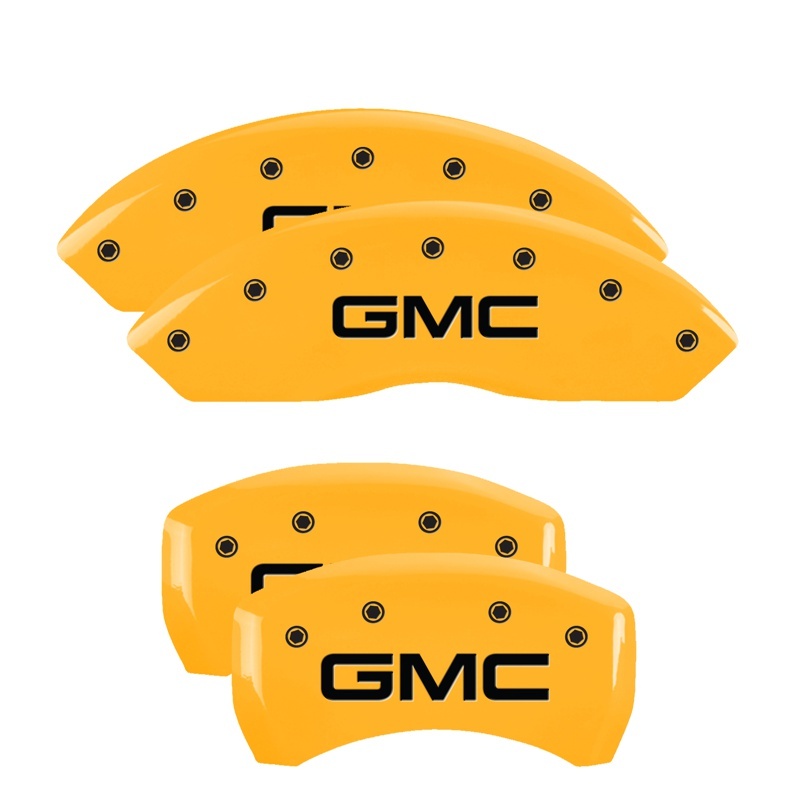 MGP 4 Caliper Covers Engraved Front & Rear GMC Yellow finish black ch thumbnail 7
