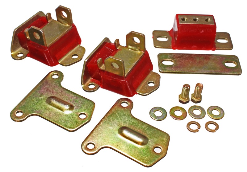 Energy Suspension 69-72 Camaro/70-73 Monte Carlo Red Complete Motor & Trans Mount Set Zinc Finish thumbnail 3