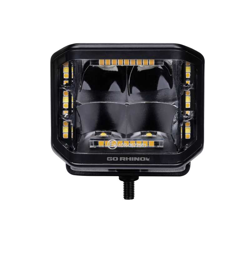 Go Rhino Xplor Blackout Combo Series Cube Sideline LED Spot Lights w/ Amber 4x3 - Blk (Pair) thumbnail 4