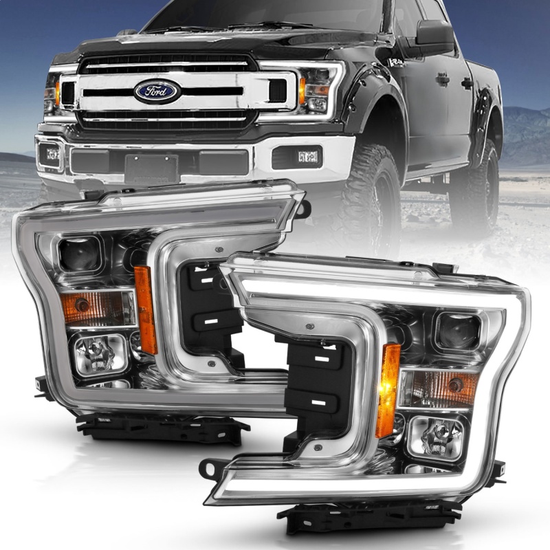 ANZO 2018-2019 Ford F-150 Projector Plank Style H.L. Chrome Amber (Without Switchback) thumbnail 7