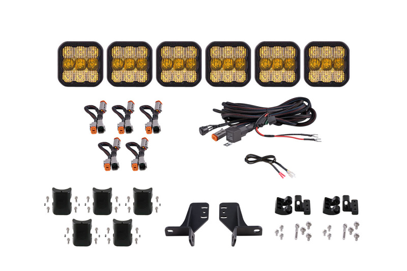 Diode Dynamics Bronco SS5 6-Pod CrossLink Grille Lightbar Kit Sport - Yellow Combo thumbnail 2