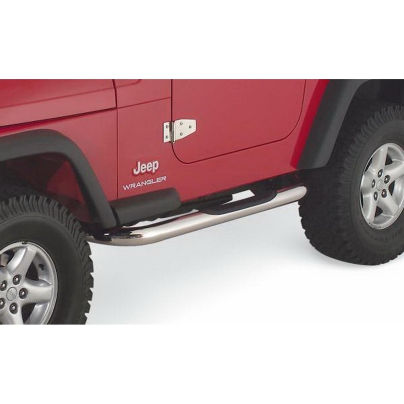 Rampage 1987-1995 Jeep Wrangler(YJ) 3 Inch Round Nerf Bar - Polished thumbnail 2